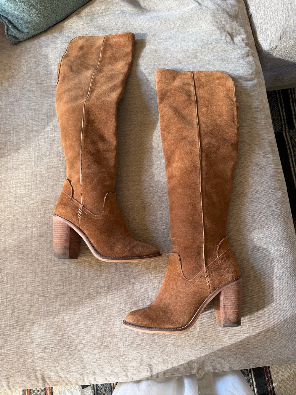Dolce Vita Brown Suede Over-the-Knee Block Heel Boots - Picture 2 of 6